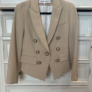 Veronica Beard Beige Double-Breasted Blazer